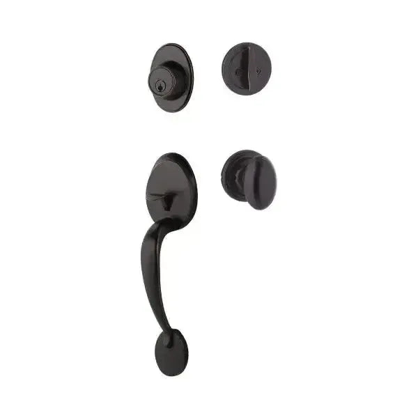 Yale Expressions Maguire Single Cylinder Entry Set Auburn knob, Kwikset keyway — Bronce Aceitado