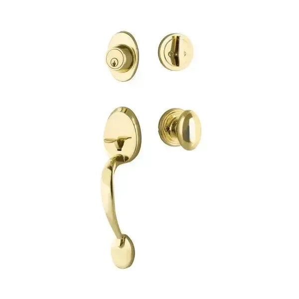 Yale Expressions Maguire Single Cylinder Entry Set Auburn knob, Kwikset keyway — Latón Pulido