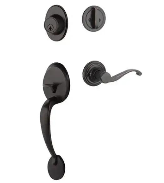 Yale Expressions Maguire Single Cylinder Entry Set Farmington lever Right Handed, Kwikset keyway — Bronce Aceitado