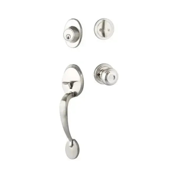 Yale Expressions Maguire Single Cylinder Entry Set Lewiston knob, Kwikset keyway — Níquel Satinado