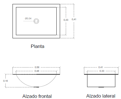 Mariana Lavabo Canoa rectangular especificaciones