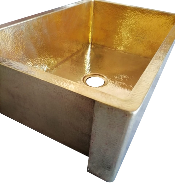 Nefertiti Fregadero de latón rectangular con mandil