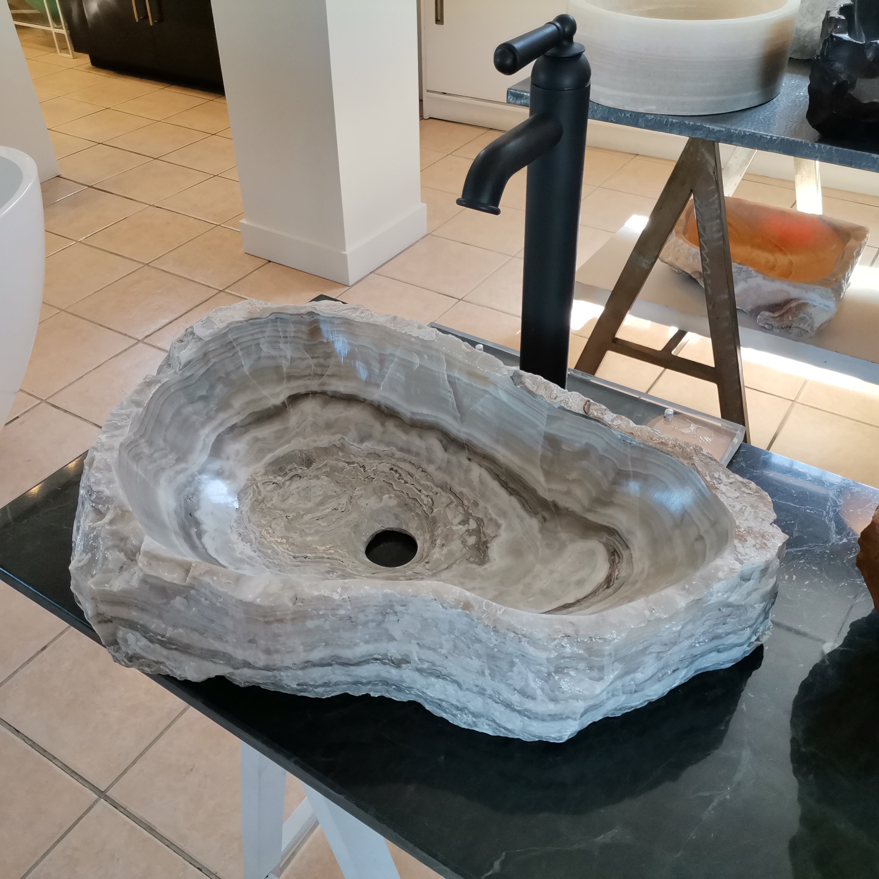 Lavabo Rustico Travertino blanco Sobreponer