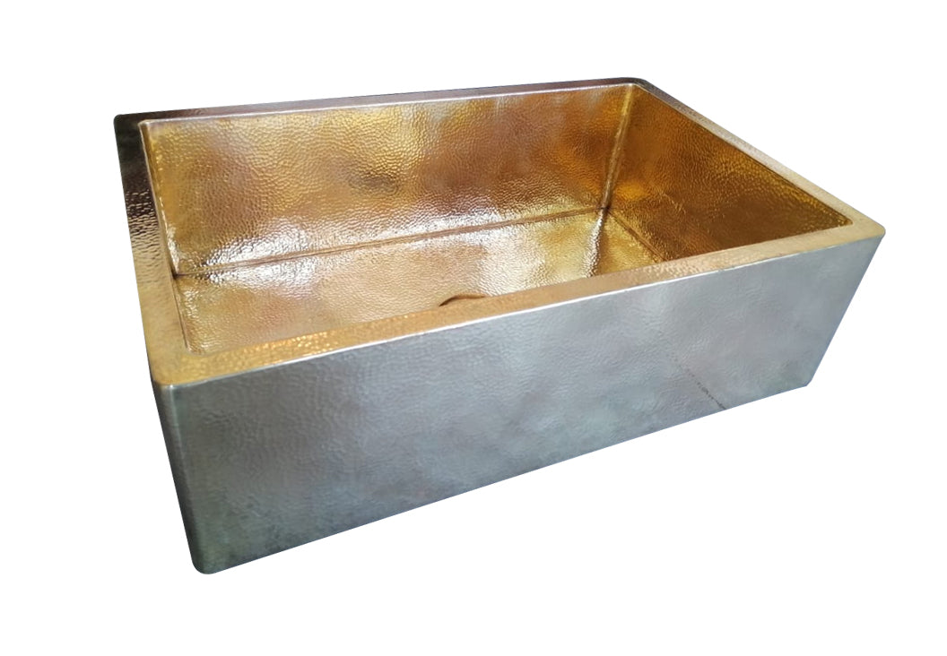 Nefertiti Hammered Brass Farmhouse Kitchen Sink
