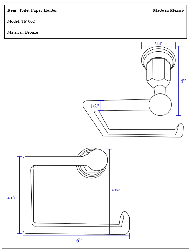 Porta Papel de Baño de Bronce